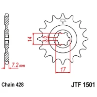 JT ЗІРОЧКА ПЕРІД 2054 12 KAWASAKI KLT/KLF 110 '84-88', KLX 140 '08-20' (205412JT) (LANC. 428)