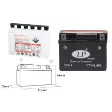 LANDPORT АКУМУЛЯТОР YTX4L-BS 12V 3AH 114X71X86 (YT4LBS) BEZOBSLUGOWY - ELEKTROLIT OSOBNO (8) UE2019/1148