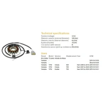 DZE UZWOJENIE ГЕНЕРАТОР STATOR YAMAHA YFM 550 GRIZZLY '09-'14; YFM 700 GRIZZLY '07-'20; YFM 700 KODIAK '19-'20 (OEM 28P-81410-00; 3B4-81410-00)