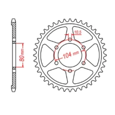 ЗАДНЯ ЗІРКА MTX PARTS 488 41 KAWASAKI ZX9R '98-'01 (JTR488.41) (LANC. 530)