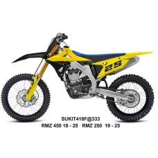 UFO 2025/04 КОМПЛЕКТ ПЛАСТІКОВ (ПОВНИЙ KIT) Z OSLONAMI ТЕЛЕСКОПІЧНИЙ (АМОРТИЗАТОРІВ) SUZUKI RMZ 250 '19-'25, RMZ 450 '18-'25 КОЛІР ЖОВТИЙ / ЧОРНИЙ