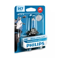 PHILIPS ЛАМПОЧКА МОТОЦИКЛА H7 12V 55W PX26D WHITE VISION ULTRA MOTO (EFEKT INTENSYWNEJ BIELI - ODPORNA NA WIBRACJE - УПРАВЛІННЯ)