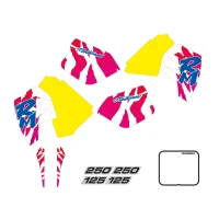 TECNOSEL (BLACKBIRD) КОМПЛЕКТ НАЛІПОК (OKLEIN) SUZUKI RM 125/250 '89-'92,REPLICA OEM SUZUKI '92 КОЛІР ZOLTY/ROZOWY/BIALY