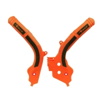 RACETECH КРИШКИ РАМИ (КОМПЛЕКТ) BI-MATERIAL СУПЕР GRIP KTM SX 125/150 '16-18, SX 250 '17-18, EXC/EXCF 250/350/450 '17-19, SXF 250/350/450 '16-18 КОЛІР КОЛІР ПОМАРАНЧ ЧОРНИЙ