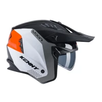 KENNY RACING 2025 ШОЛОМ ВІДКРИТИЙ JET МОДЕЛЬ MILES GRAPHIC BLACK/ORANGE КОЛІР BIALY/CZARNY/SZARY/POMARANCZOWY РОЗМІР L ( 59 - 60 CM )