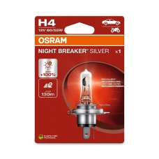 OSRAM ЛАМПОЧКА H4 12V 60/55W P43T NIGHT BREAKER® SILVER (+100%) BLISTER