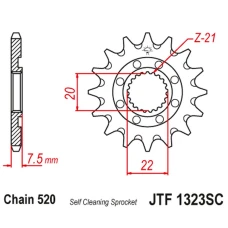 JT ЗІРОЧКА ПЕРІД 2120 14 HONDA CR 125R '04-'07, CRF 250R/X '04-'17 SAMOOCZYSZCZAJACA (212014JT) (LANC. 520)