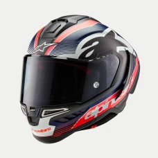 ALPINESTARS ШОЛОМ SUPERTECH R10 TEAM BLACK/CARB/BLÅ/WHITE L