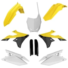 POLISPORT КОМПЛЕКТ ПЛАСТІКОВ (ПОВНИЙ KIT) SUZUKI RMZ 250 '19-'24; RMZ 450 '18-'24 W КОМПЛЕКТІ TABLICA ПЕРІД (8666100002) I КРИШКИ AMORTYZAROROW (8398300002) КОЛІР ЖОВТИЙ ЧОРНИЙ БІЛИЙ OEM