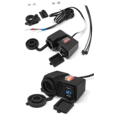BIKETEC МОТОЦИКЛ РОЗ'ЄМ ПРИКУРЮВАЧ Z ДВОМА GNIAZDAMI USB Z ПЕРЕМЕКАЧ МОНТАЖ NA KIEROWNICE/RURKE - MUS06