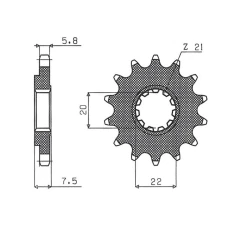 ПЕРЕДНЯ ЗІРКА SUNSTAR CHT 2120 14 HONDA CR 125R '04-'07, CRF 250R/X '04-'17 (JTF1323.14) (LANC. 520) (212014JT)