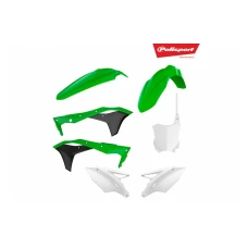 POLISPORT КОМПЛЕКТ ПЛАСТІКОВ KAWASAKI KX 250F '17-'20 W КОМПЛЕКТІ TABLICA ПЕРІД (8665900002) КОЛІР ZIELONO БІЛИЙ OEM