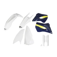 UFO КОМПЛЕКТ ПЛАСТІКОВ (ПОВНИЙ KIT) Z OSLONAMI ТЕЛЕСКОПІЧНИЙ (АМОРТИЗАТОРІВ) HUSQVARNA TE/FE 125/250/300/350/450 '15-'16 КОЛІР OEM '15 (BIALY/ZOLTY) (HU615E999)