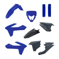 КОМПЛЕКТ ПЛАСТИКА POLISPORT (ПОВНИЙ KIT) SHERCO SE/SEF '25-'26 У КОМПЛЕКТІ ЗАХИСТ ДЛЯ ФАР (8681100003)  І КРИШКИ АМОРТИЗАТОРІВ (8398600027) КОЛІР СИНІЙ СІРИЙЧОРНИЙ