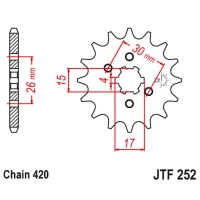 ПЕРЕДНЯ ЗІРКА JR CHT 261 15 HONDA MBX/MTX 50 (26115JT) (LANC. 420)