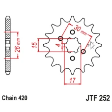 ПЕРЕДНЯ ЗІРКА JR CHT 261 15 HONDA MBX/MTX 50 (26115JT) (LANC. 420)
