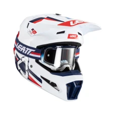 LEATT (НОВИНКА 2024) ШОЛОМ MOTO 3.5 V24 (+ОКУЛЯРИ VELOCITY 4.5 ПОДАРОК) HELMET KIT ROYAL КОЛІР BIALY/GRANATOWY/CZERWONY РОЗМІР XL (61-62 CM)