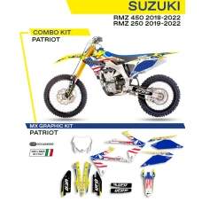 UFO КОМПЛЕКТ НАЛІПОК (OKLEIN) SUZUKI RMZ 250 '19-'22; RMZ 450 '18-'22 PATRIOT КОЛІР OEM (ZOLTY/NIEBIESKI/BIALY)
