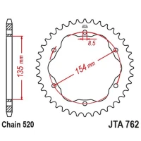 JT ШЕСТЕРНЯ ЗАД АЛЮМІНІЙ 4574 46 DUCATI 939 СУПЕР SPORT '17-'20, 950 СУПЕР SPORT '21-'23, 955 PANIGALE V2 / BAYLISS '20-'24 (НЕОБХІДНО АДАПТЕР JTA760B АБО JTA 770B) (457446JT) (LANC. 520) КОЛІР ЧОРНИЙ