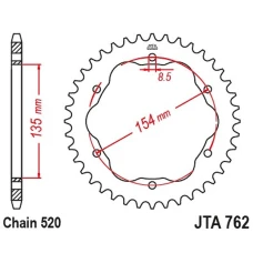JT ШЕСТЕРНЯ ЗАД АЛЮМІНІЙ 4574 46 DUCATI 939 СУПЕР SPORT '17-'20, 950 СУПЕР SPORT '21-'23, 955 PANIGALE V2 / BAYLISS '20-'24 (НЕОБХІДНО АДАПТЕР JTA760B АБО JTA 770B) (457446JT) (LANC. 520) КОЛІР ЧОРНИЙ