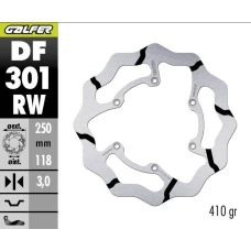 GALFER ДИСК ТОРМОЗНИЙ ПЕРІД SUZUKI RM 125/250 '85-'08, DR-Z 250/400 '00-, YAMAHA WR 250F '03-'16, WR/YZ 426F/450F '00-'15, YZ 125/250 '08-'17 FIXED GROOVED (250X118X3MM)