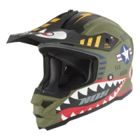 NOX ШОЛОМ CROSS / OFFROAD N761 FIGHTER KID / JUNIOR (DZIECIECY) КОЛІР ЗЕЛЕНИЙ (ХАКІ) MAT/BIALY/CZARNY РОЗМІР XXL (ЗАСТІБКА MIKROMETRYCZNE)