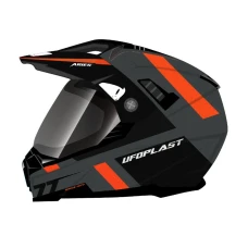 UFO 2023/07 ШОЛОМ ARIES OFFROAD / DUAL / TOURER / CROSSOVER Z СТІКЛО, DASZKIEM I БЛЕНДА ПРОТИСОНЯЧНИЙ КОЛІР CZARNY/SZARY/CZERWONY FLUO РОЗМІР XL - UFO KOLEKCJA 2024