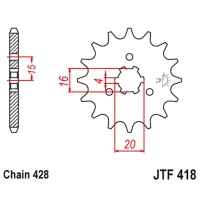 JT ЗІРОЧКА ПЕРІД 416 14 KAWASAKI KX 125 '77-79', KC/KE/KH/KS/KE/KM 90/100/125/175 '77-98' (41614JT) (LANC. 428)