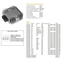 DZE РЕГУЛЯТОР НАПРУГИ KAWASAKI GPZ/KLF/VN/ZL/ZR/ZXR 400 (RGU-403, ESR260) (21066-1101) - ЗАМІНЮЄ 2306-01