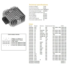 DZE РЕГУЛЯТОР НАПРУГИ KAWASAKI GPZ/KLF/VN/ZL/ZR/ZXR 400 (RGU-403, ESR260) (21066-1101) - ЗАМІНЮЄ 2306-01