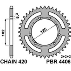 ЗАДНЯ ЗІРКА PBR 4406 53 F DERBI SENDA 50R/SM 00-12 (LANC. 420) (JTR1132.53)