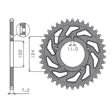 SUNSTAR ЗІРОЧКА ЗАД 4443 39 DUCATI 749 '03-'06 (JTR744.39) (LANC. 525) (444339JT)