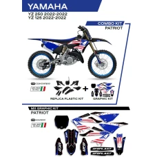 UFO КОМПЛЕКТ ПЛАСТІКОВ ПЛЮС КОМПЛЕКТ НАЛІПОК (OKLEIN) YAMAHA YZ 125/250 '22 W КОМПЛЕКТІ ПЕРІД TABLICA (YA04860) І КРИШКИ АМОТРТИЗАТОРІВ (YA04814) PATRIOT КОЛІР ЧОРНИЙ