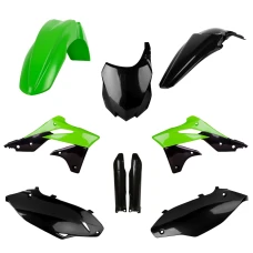 КОМПЛЕКТ ПЛАСТИКА POLISPORT (ПОВНИЙ KIT) KAWASAKI KX 250F '13-'16 В КОМПЛЕКТІ ПЕРЕДНЯ ПАНЕЛЬ (8659200003) І КРИШКИ АМОРТИЗАТОРІВ (8351800002) КОЛІР ЗЕЛЕНИЙ З ЧОРНИМ OEM