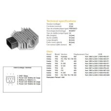 DZE РЕГУЛЯТОР НАПРУГИ HONDA XL650V 01-07, TRX350/400/450/700 (ESR583) (31600-HN5-671) (35A)