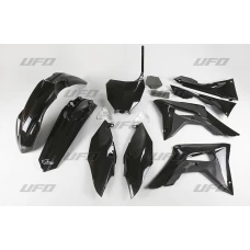 UFO КОМПЛЕКТ ПЛАСТІКОВ HONDA CRF 250R '18-'19, CRF 450R '17-'19 Z OSLONAMI ФІЛЬТРА ПОВІТРЯ КОЛІР ЧОРНИЙ  (HO123E001)