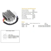 DZE РЕГУЛЯТОР НАПРУГИ YAMAHA YFZ450 04-09, 12-13 (SH712AB) (5TG-81960-00-00) (1PD-81960-00-00) (12A)