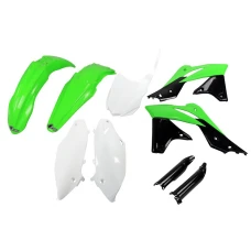 UFO КОМПЛЕКТ ПЛАСТІКОВ (ПОВНИЙ KIT) Z OSLONAMI ТЕЛЕСКОПІЧНИЙ (АМОРТИЗАТОРІВ) KAWASAKI KXF 250 '13-'16 КОЛІР OEM'16 (ZIELONY/BIALY/CZARNY)(KA221E999A)