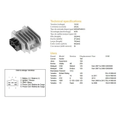 DZE РЕГУЛЯТОР НАПРУГИ YAMAHA YBR125 '06-'13 (12V20A) (5VL-H1960-00) (20A)