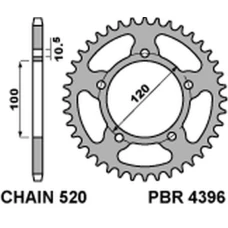 ЗАДНЯ ЗІРКА PBR 4396 39 APRILIA RS 125 06-12 (JTR703.39)