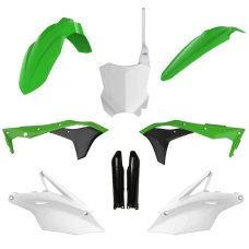 POLISPORT КОМПЛЕКТ ПЛАСТІКОВ (ПОВНИЙ KIT) KAWASAKI KXF 250 '17-'20 W КОМПЛЕКТІ TABLICA ПЕРІД (8665900001) I КРИШКИ AMORTYZAROROW (8351800005) КОЛІР ЗЕЛЕНИЙ ЧОРНИЙ БІЛИЙ
