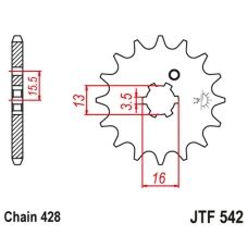 ПЕРЕДНЯ ЗІРКА JR CHT 542 10 YAMAHA DT 80 MX-S '83-84' (54210JT) (LANC. 428)