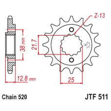 JT ЗІРОЧКА ПЕРІД 511 15 Z ГУМА KAWASAKI KLR 650 '90-'14 (51115JTRB) (LANC. 520)