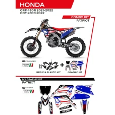 UFO КОМПЛЕКТ ПЛАСТІКОВ ПЛЮС КОМПЛЕКТ НАЛІПОК (OKLEIN) HONDA CRF 250R '22; CRF 450 '21-'22 W КОМПЛЕКТІ ПЕРІД TABLICA (HO05607) І КРИШКИ АМОТРТИЗАТОРІВ (HO04695) PATRIOT КОЛІР ЧОРНИЙ