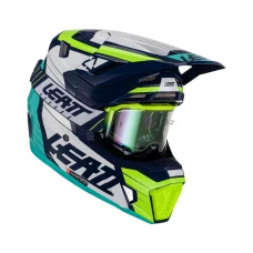 LEATT (НОВИНКА 2023) ШОЛОМ MOTO 7.5 V23 (+ ОКУЛЯРИ VELOCITY 4.5 IRIZ ПОДАРОК) HELMET KIT BLUE КОЛІР GRANATOWY/ZOLTY FLUO/NIEBIESKI РОЗМІР S (55-56 CM)