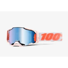 100 % ОКУЛЯРИ МОДЕЛЬ ARMEGA TUBULAR - MIRROR BLUE LENS - КОЛІР BIALY/POMARANCZOWY СКЛО NIEBIESKIE ЗЕРКАЛО