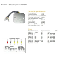 DZE РЕГУЛЯТОР НАПРУГИ SUZUKI GS 450L '84-'88, GSX 750/1100 ES/ EF '83-'86, GR 650 TEMPTER (ESR130,RGU-301)
