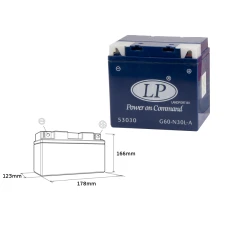 LANDPORT АКУМУЛЯТОР ZELOWY G60-N30L-A (MG L60-N30-3) 12V 30AH 187X130X170 BEZOBSLUGOWY - ZALANY (2)