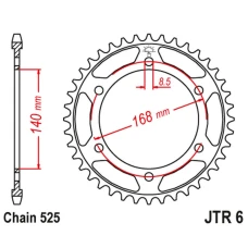 ЗАДНЯ ЗІРКА JR 4550 42 BMW F800R (ОТВІР NA SRUBE 8,5MM) (455042JT) (LANC. 525) ЧОРНА