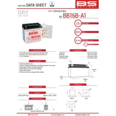 BS АКУМУЛЯТОР BB16B-A1 (YB16B-A1) 12V 16AH 160X90X161 OBSLUGOWY - ELEKTROLIT OSOBNO (215A) (4) UE2019/1148